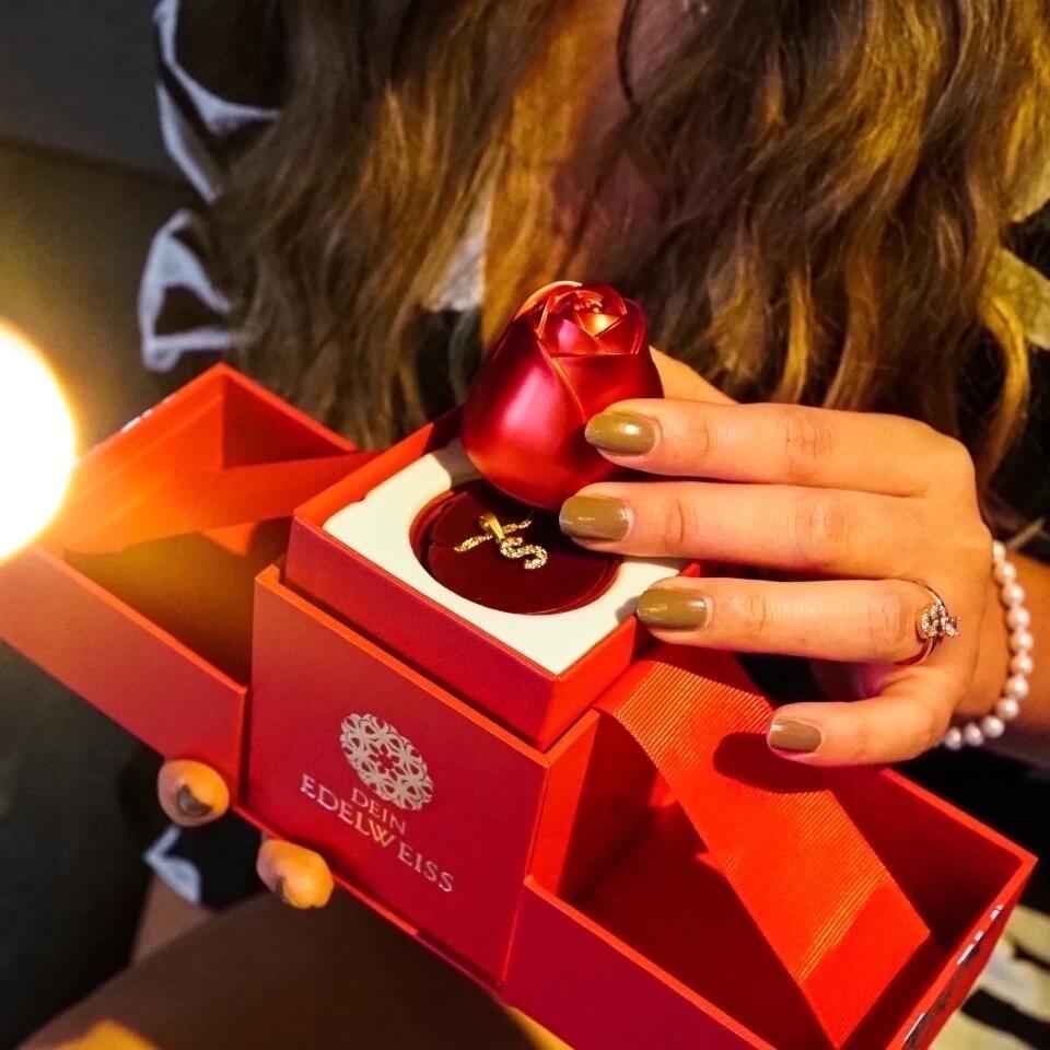 Halskette der große Glitzerstein - Valentinstag
