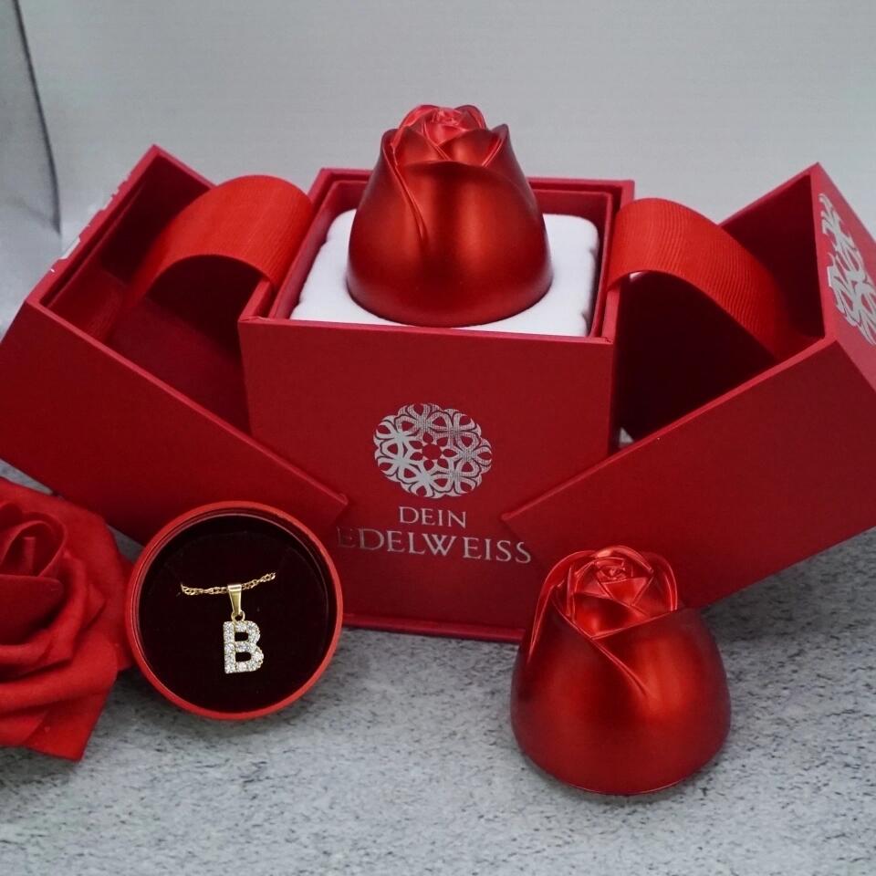 Personalisierte Zirkonia-Buchstaben-Halskette | Valentinstag