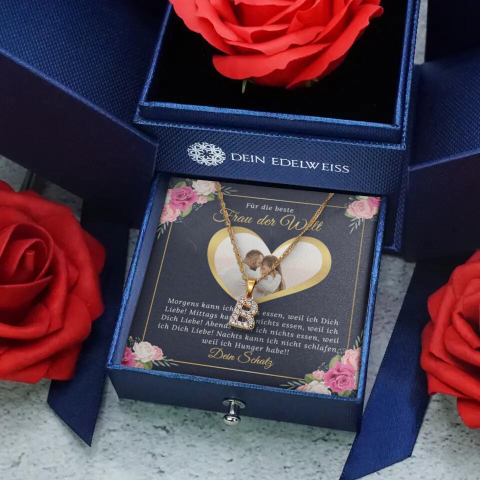 Personalisierte Zirkonia-Buchstaben-Halskette | Valentinstag