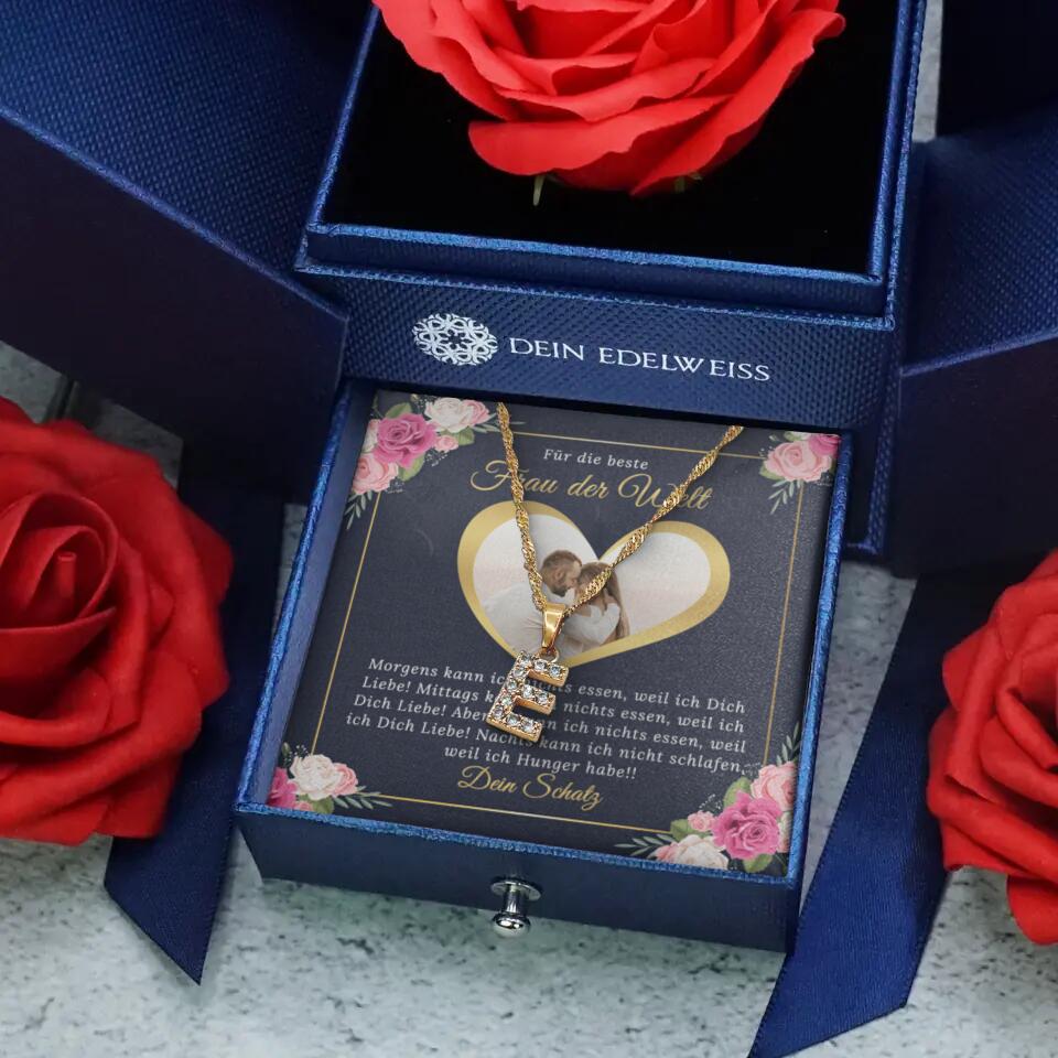 Personalisierte Zirkonia-Buchstaben-Halskette | Valentinstag