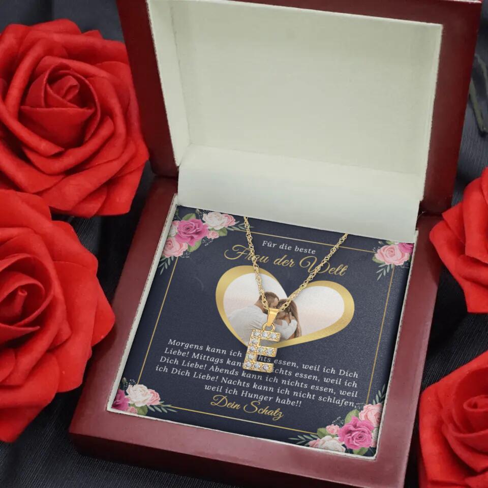 Personalisierte Zirkonia-Buchstaben-Halskette | Valentinstag