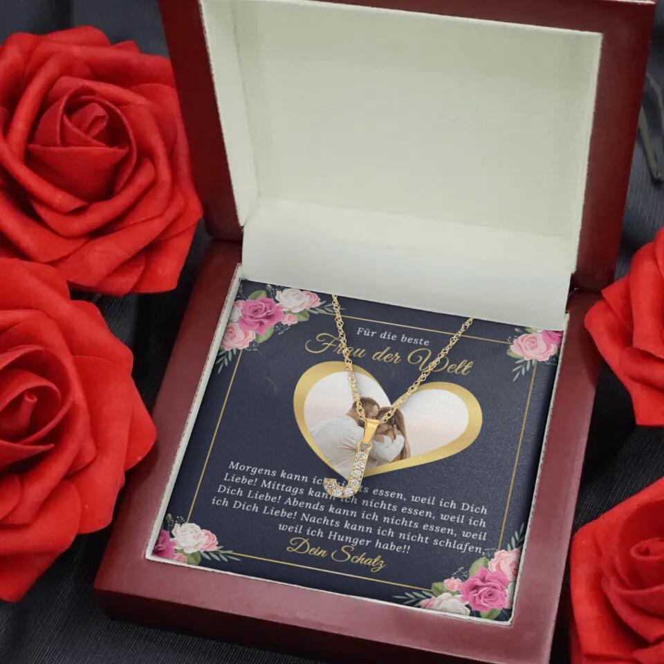 Personalisierte Zirkonia-Buchstaben-Halskette | Valentinstag