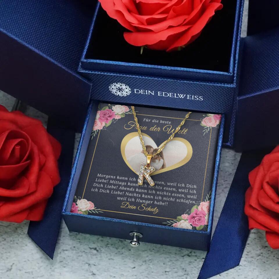 Personalisierte Zirkonia-Buchstaben-Halskette | Valentinstag
