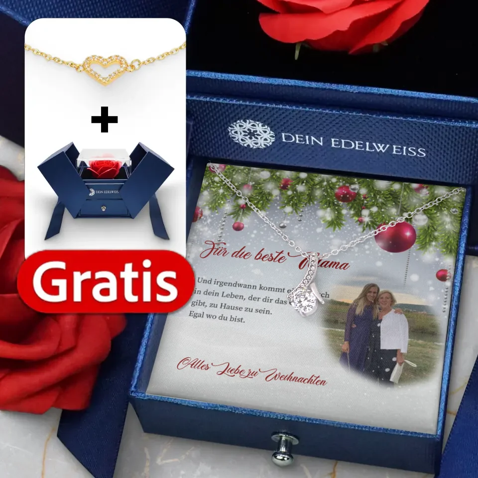 Strahlende der große Glitzerstein Halskette + Gratis Herz-Zirkonia-Armband