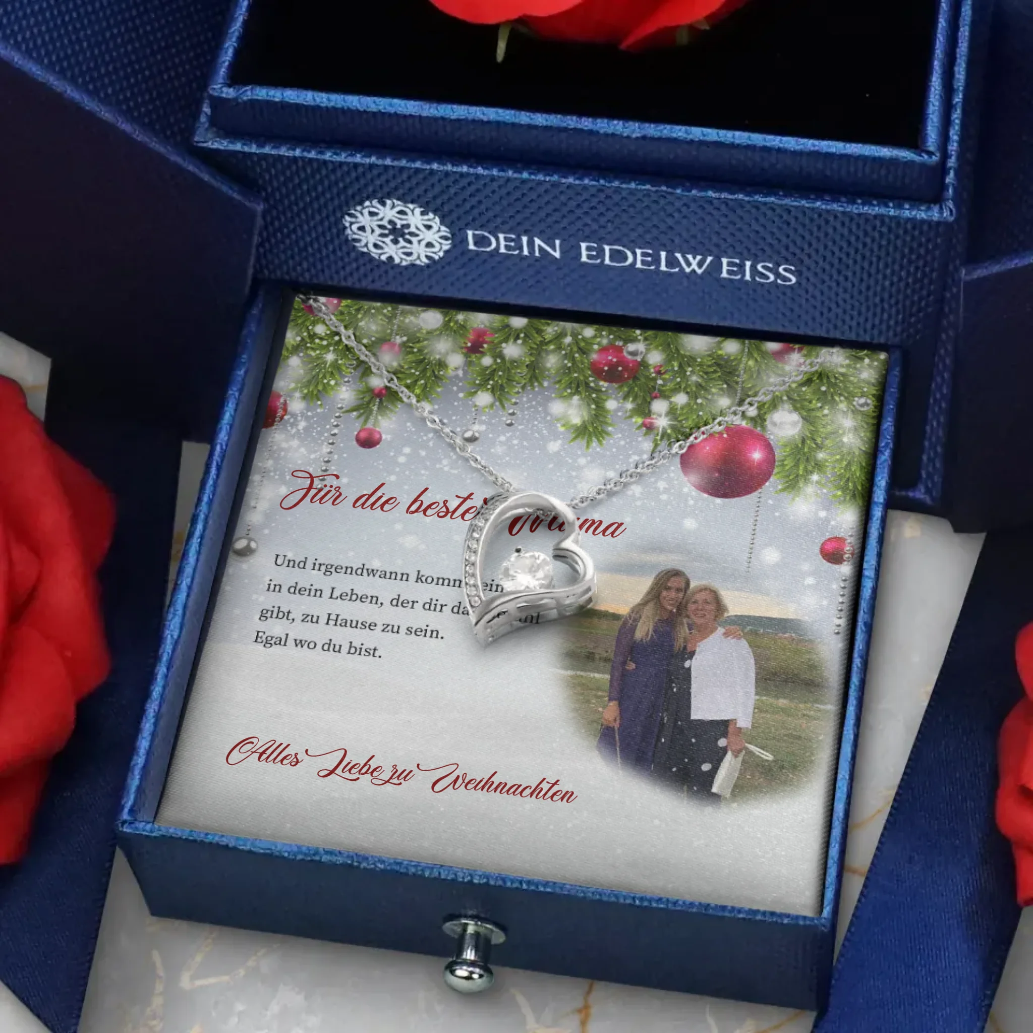 Elegante 18k Goldherz-Halskette mit strahlendem Strassstein - Muttertag