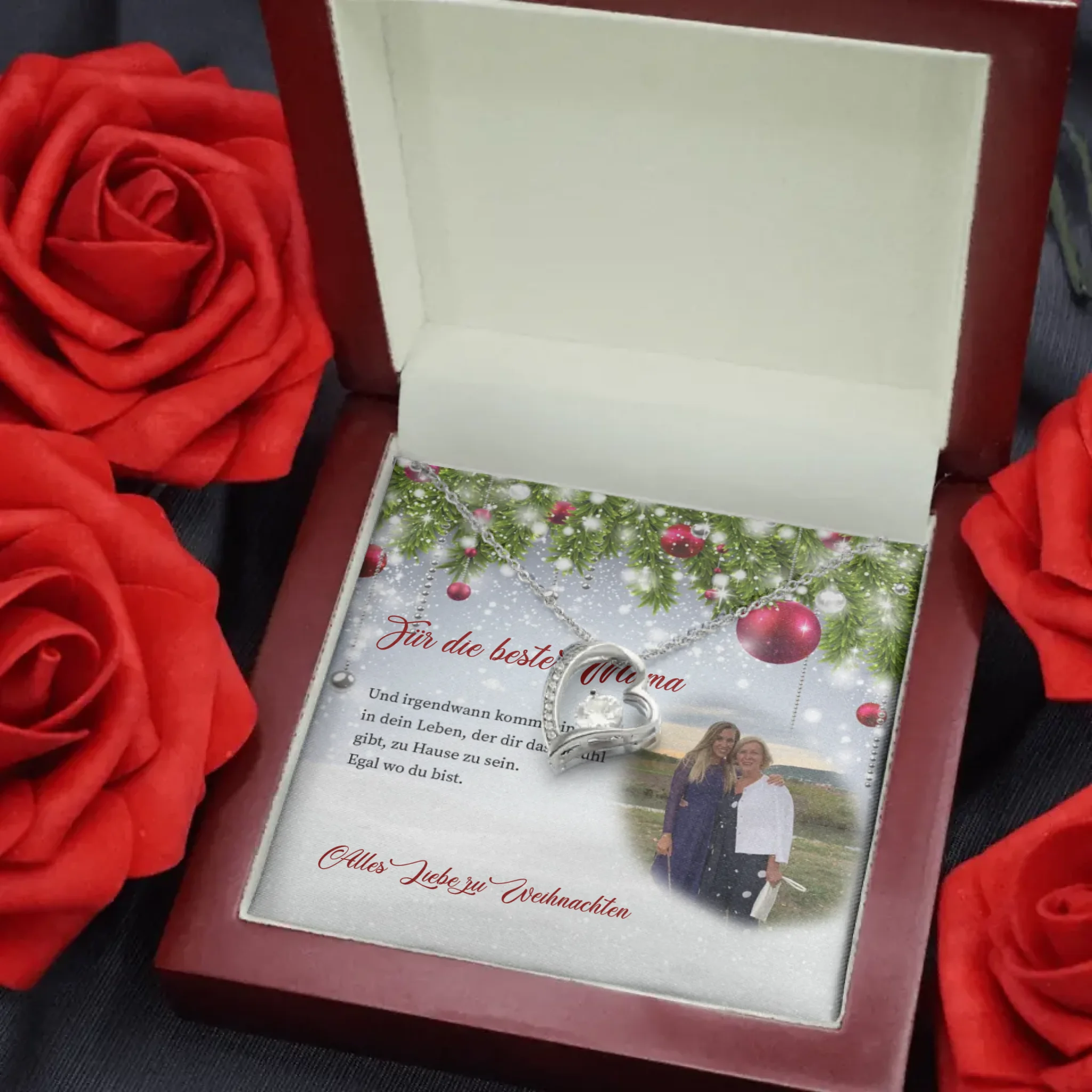 Elegante 18k Goldherz-Halskette mit strahlendem Strassstein - Muttertag