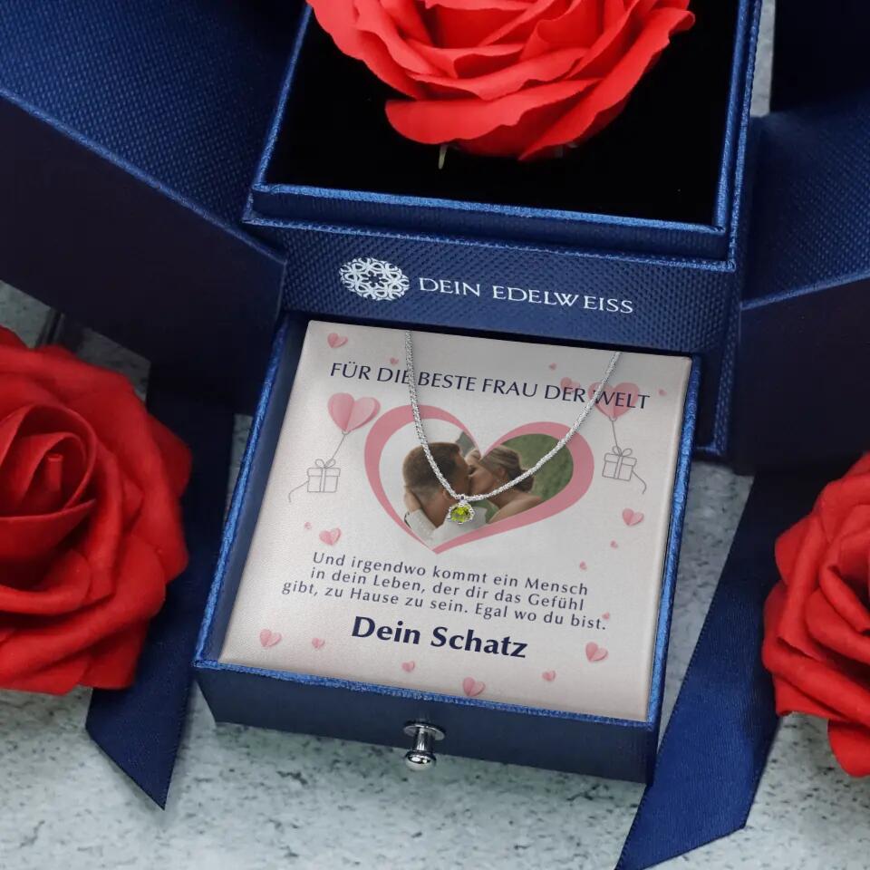 Halskette Glitzer Kette - Valentinstag TeeInBlue