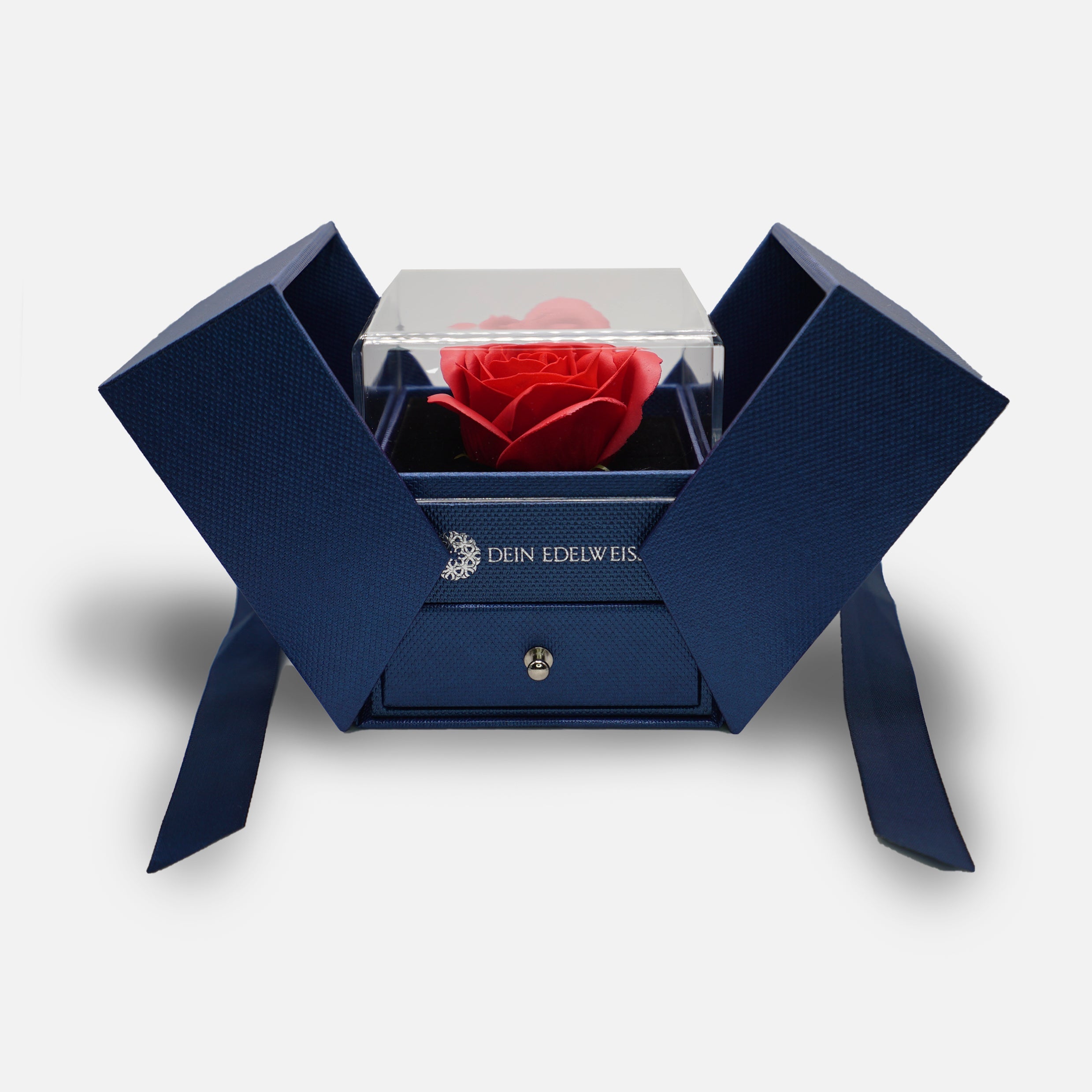 Premiumbox Marineblau mit Schmucklade Dein Edelweiss